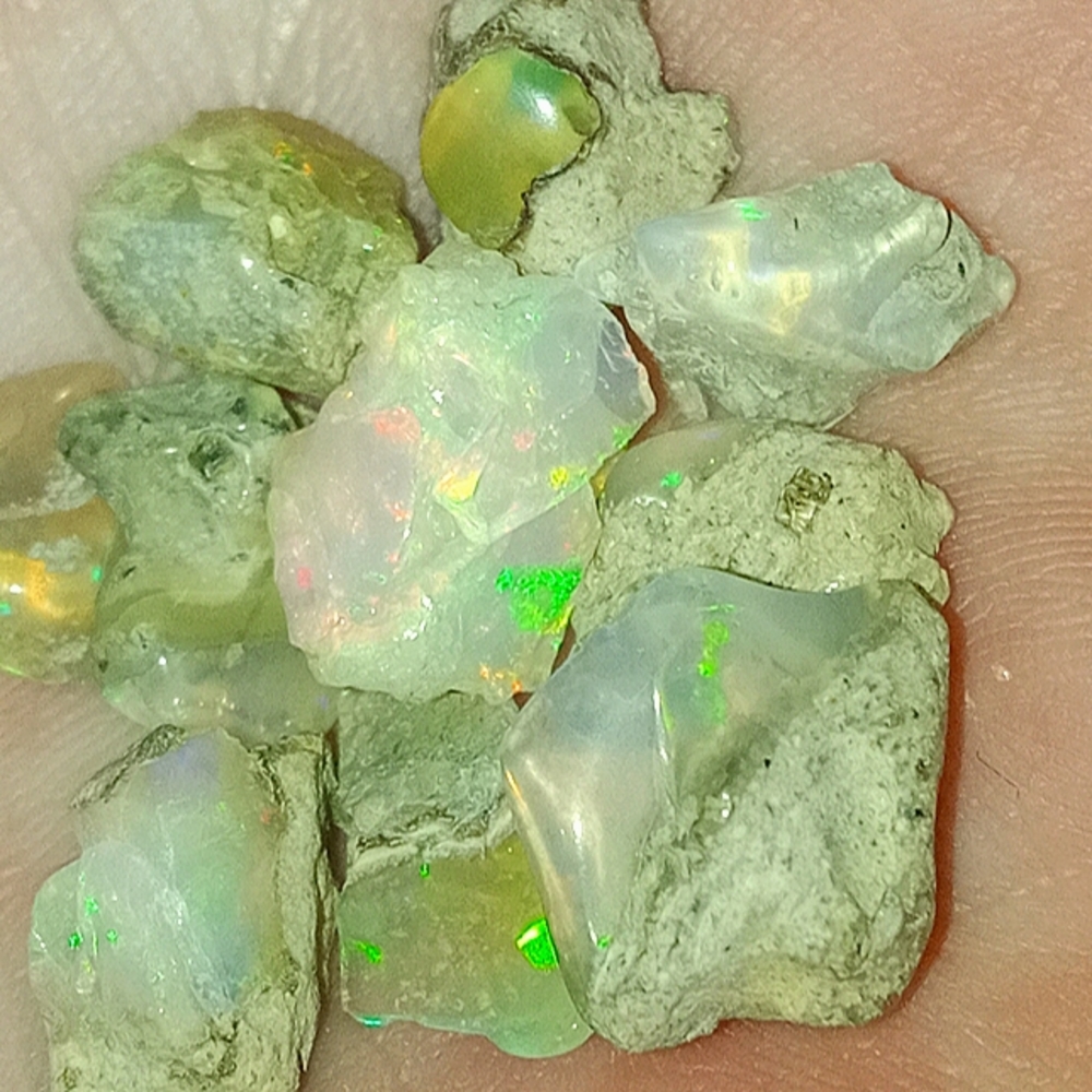 Ethiopian Fire Opal Rare Genuine Welo Mines Flash of Color Natural Fire Opal 6ct
